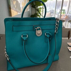 Teal Handbag with Silver Accents